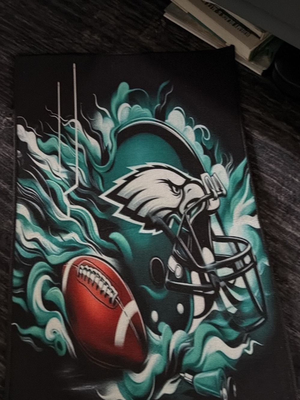 Philadelphia Eagles Teal and Black Football Helmet Canvas Art